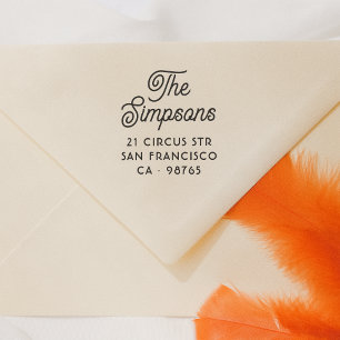 Tampons Encreurs Script moderne Simple Nom de famille et adresse de