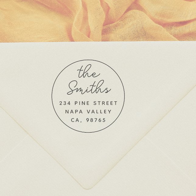 Tampons Encreurs Script moderne Simple Round Return Adresse (Créateur téléchargé)