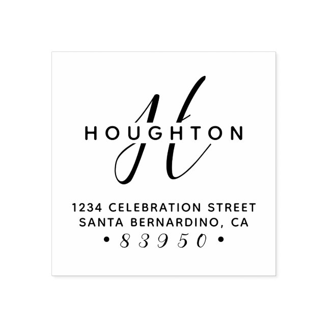 Tampons Encreurs Script Monogramme élégant Nom de famille Adresse d (Impression)