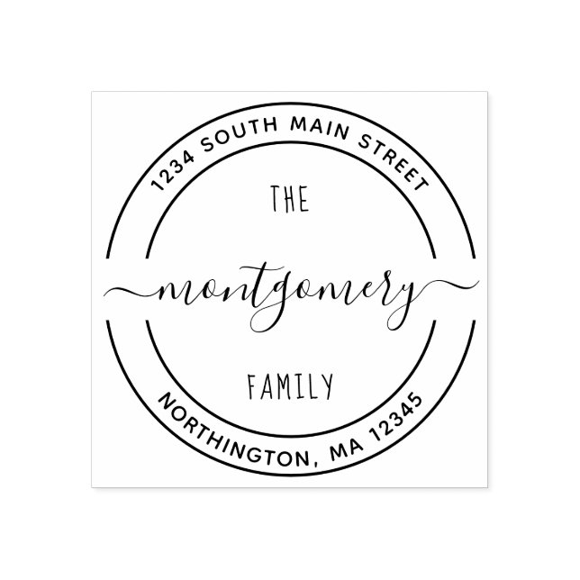 Tampons Encreurs Script Nom de famille 10 Round Adresse de retour p (Impression)