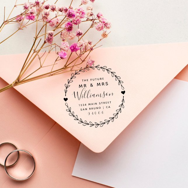 Tampons Encreurs Script personnalisé Futur M & Mme Adresse de retou (Créateur téléchargé)