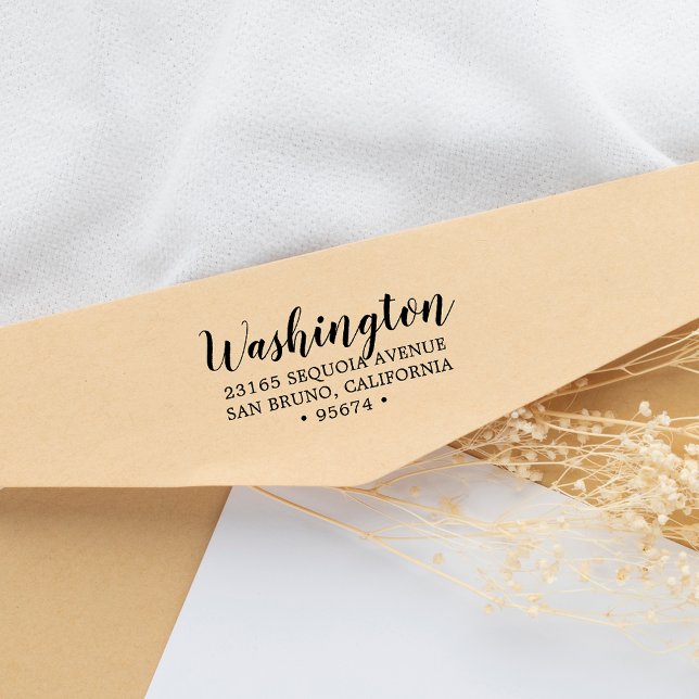 Tampons Encreurs Script personnalisé Nom de famille Adresse de reto (Créateur téléchargé)