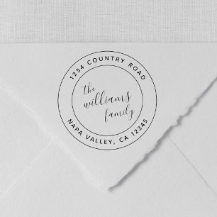 Tampons Encreurs Script personnalisé Nom de famille Ronde Adresse d