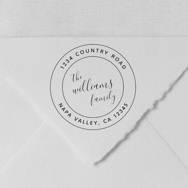 Tampons Encreurs Script personnalisé Nom de famille Ronde Adresse d (Créateur téléchargé)