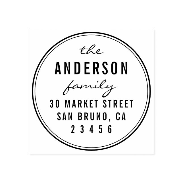 Tampons Encreurs Script personnalisé Nom de famille Ronde Adresse d (Impression)