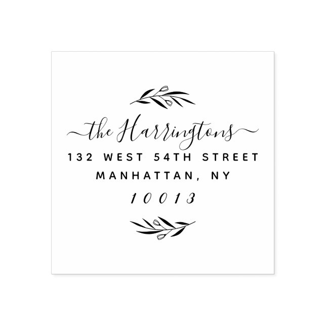 Tampons Encreurs Script Rustique Nom de famille personnalisé Adress (Impression)