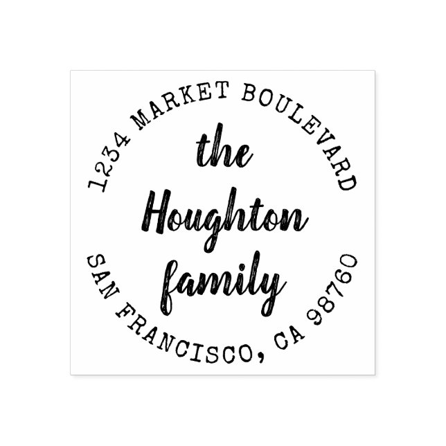 Tampons Encreurs Script Rustique Personnalisé Nom de famille Adress (Impression)