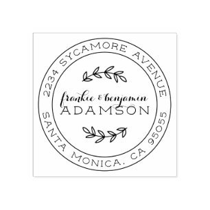 Tampons Encreurs Script rustique Round Marié Couple Adresse de reto