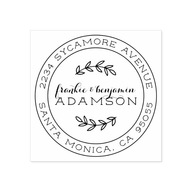 Tampons Encreurs Script rustique Round Marié Couple Adresse de reto (Impression)