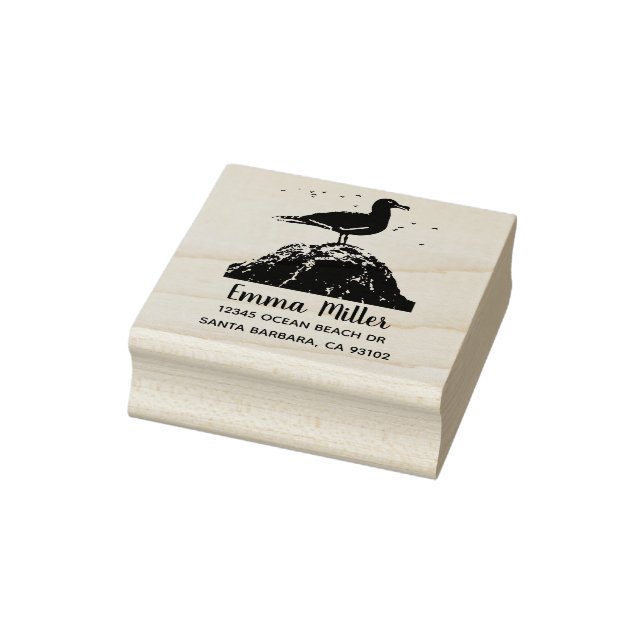 Tampons Encreurs Seagull Nom personnalisé Retour Adresse Wood Art (Tampon)