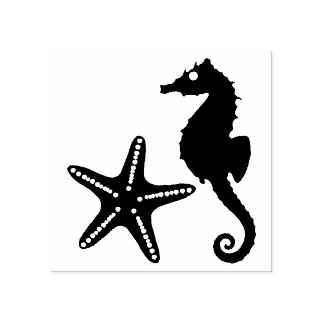 Tampons Encreurs Seahorse & Star Fish Silhouette (Impression)