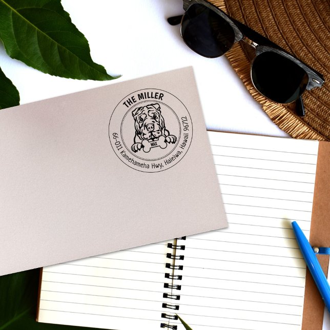 Tampons Encreurs Shar Pei Chien Retour Adresse Famille (Créateur téléchargé)