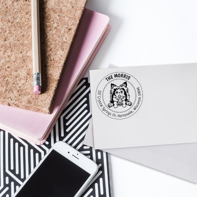 Tampons Encreurs Shetland Sheepdog Adresse de retour Famille (Créateur téléchargé)