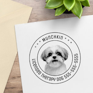 Tampons Encreurs Shih Tzu Chien Animaux de Compagnie Photo Round