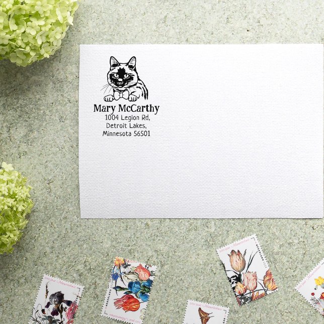 Tampons Encreurs Siamese Cat Adresse de retour (Créateur téléchargé)