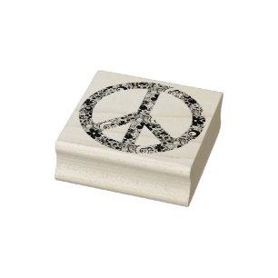Tampons Encreurs Signe de paix de flower power II + votre backgr.