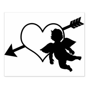 Tampons Encreurs Silhouette Coeur et Flèche Cupides   Valentine