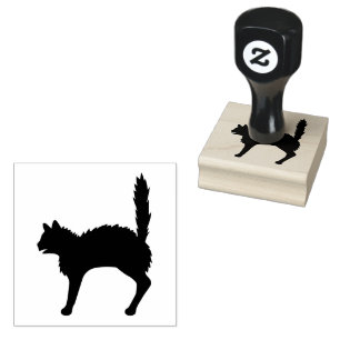 Tampons Encreurs Silhouette de chat effrayé avec dos courbé et queu