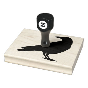 Tampons Encreurs Silhouette de Corbeau, Oiseau Noir, Timbre en caou