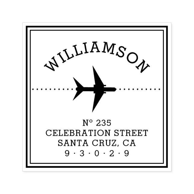 Tampons Encreurs Silhouette de l'avion | Nom de famille et adresse  (Impression)