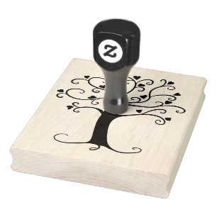 Tampons Encreurs Silhouettes d'arbre cardiaque, Timbre en caoutchou