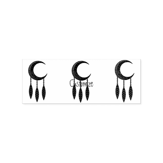 Tampons Encreurs Silver Crescent Moon Feathers (Impression)