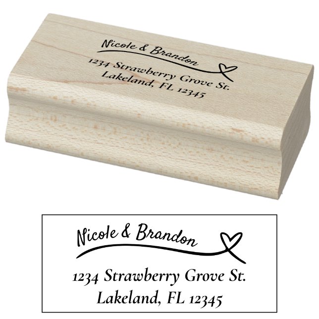 Tampons Encreurs Simple Black Heart Mariage Adresse de retour (Simple Black Heart Wedding Return Address Rubber Stamp)