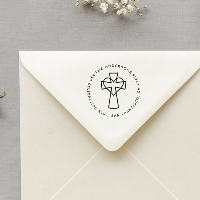 Tampons Encreurs Simple Christian Nom de famille Ronde Adresse de r (Rubber Stamp Mock-up)