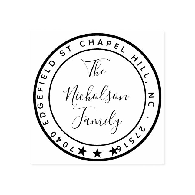 Tampons Encreurs Simple Circle Star Nom de famille propre et clair (Impression)