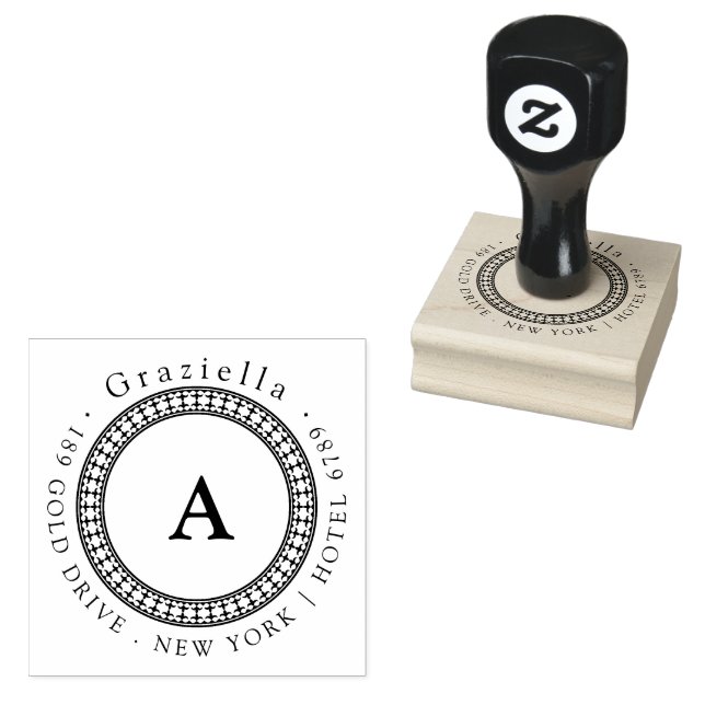 Tampons Encreurs Simple Classic Circle Monogramme Adresse de retour (Tamponné)
