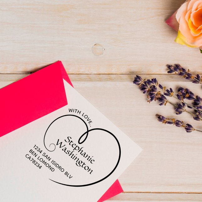 Tampons Encreurs Simple Cute With Love Heart Name Adresse de retour (Créateur téléchargé)