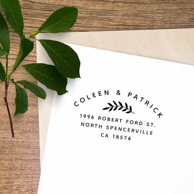 Tampons Encreurs Simple deux noms Elegant Botanical Return Adresse (Créateur téléchargé)