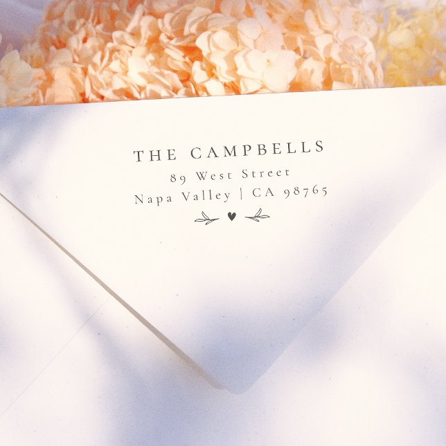 Tampons Encreurs Simple élégant Coeur Botanique Nom et adresse (Stamp Mock-up)