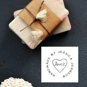 Tampons Encreurs Simple fait à la main avec coeur d'amour Nom perso