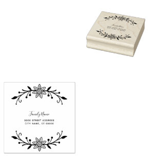 Tampons Encreurs Simple Floral Adresse de retour en caoutchouc Timb