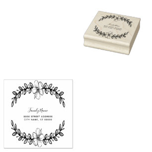 Tampons Encreurs Simple Floral Adresse de retour en caoutchouc Timb