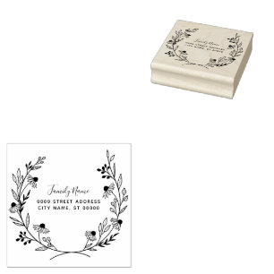 Tampons Encreurs Simple Floral Adresse de retour en caoutchouc Timb