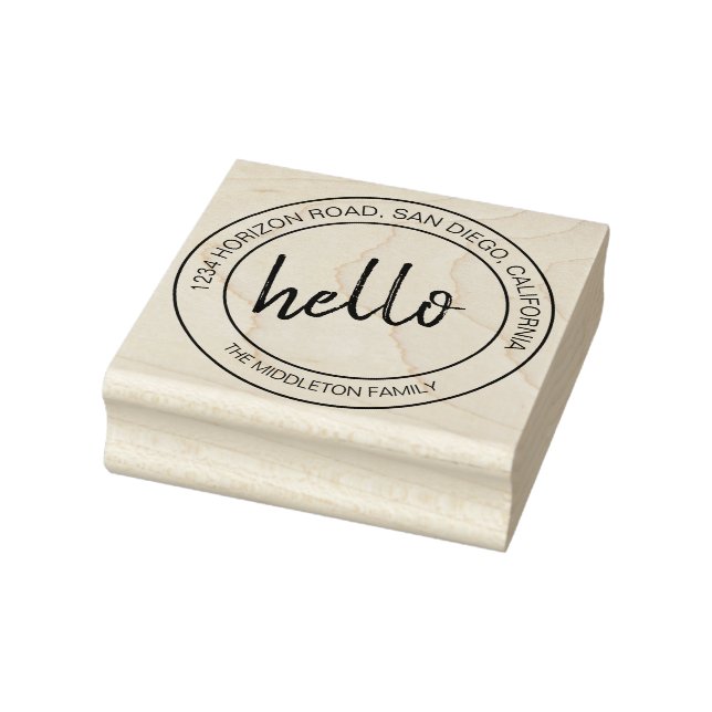 Tampons Encreurs Simple Hello Message Famille Moderne (Tampon)