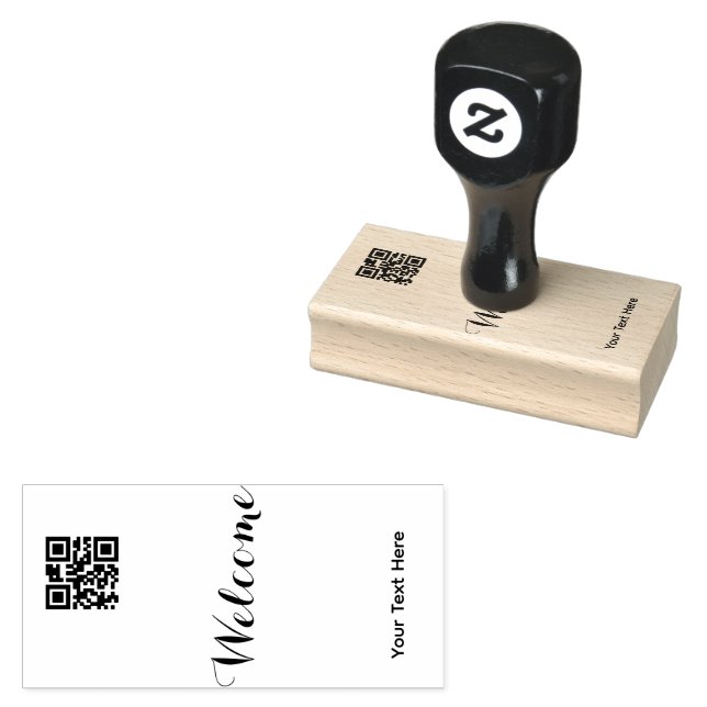 Tampons Encreurs Simple Logo 'Code QR' Texte Promotionnel pour Entr (Tamponné)