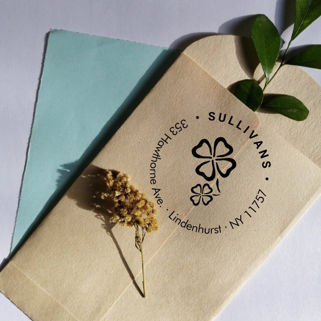 Tampons Encreurs Simple Lucky Clovers Family Return Adresse (Créateur téléchargé)