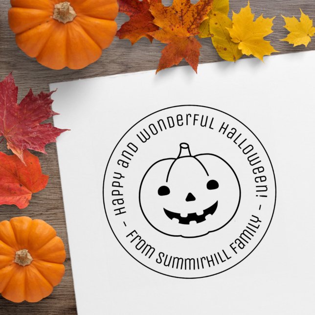 Tampons Encreurs Simple Message Rond de Citrouille d'Halloween (Créateur téléchargé)