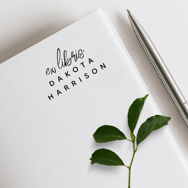 Tampons Encreurs Simple Modern Custom Name Script Ex Libris (Créateur téléchargé)