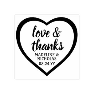 Tampons Encreurs Simple Modern Heart Love & Thanks Mariage