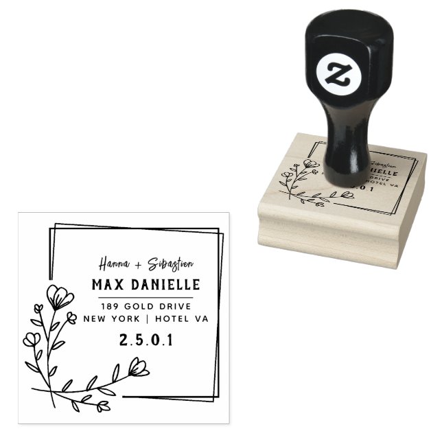 Tampons Encreurs Simple Moderne Professionnel Gras Courbe Botanique (Tamponné)