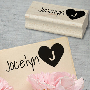 Tampons Encreurs Simple Monogramme Amour Coeur Nom personnalisé Tex