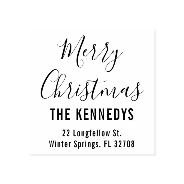 Tampons Encreurs Simple Script Joyeux Noël Adresse de famille (Impression)