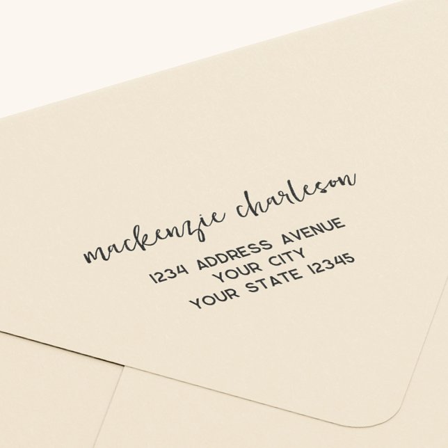 Tampons Encreurs Simple script moderne Adresse de retour personnali (Simple modern minimalist script personalized rubber stamp return address)