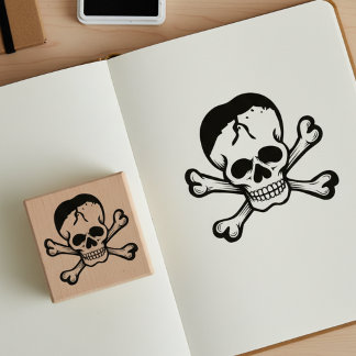 Tampons Encreurs Skull and Crossbones Jolly Roger Wooden Art Stamp