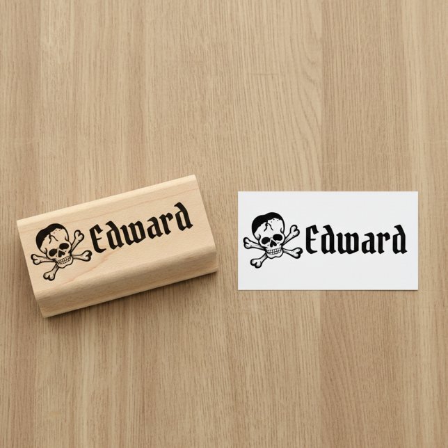 Tampons Encreurs Skull and Crossbones with Custom Name Stamp (Skull and crossbones name stamp. ☠️)