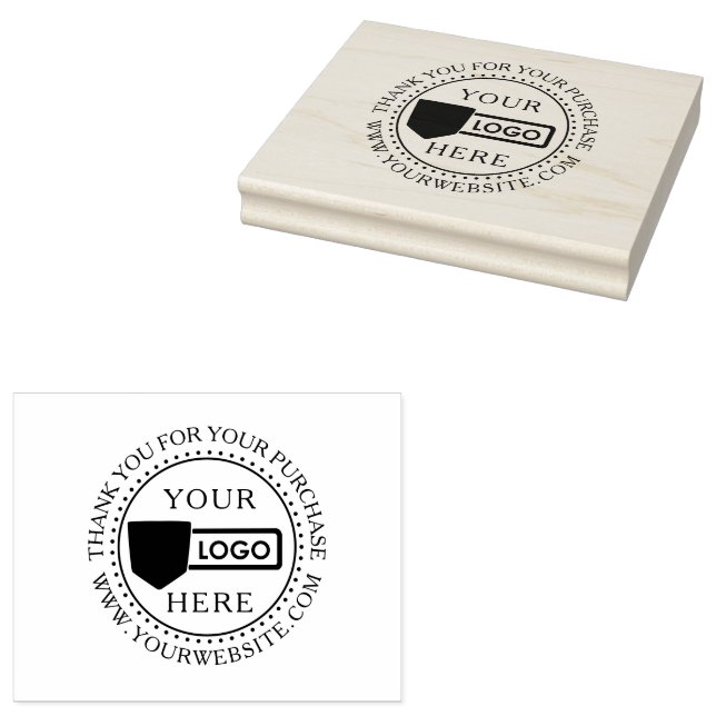 Tampons Encreurs Small Business Custom Wood Art Stamp with Logo (Tamponné)